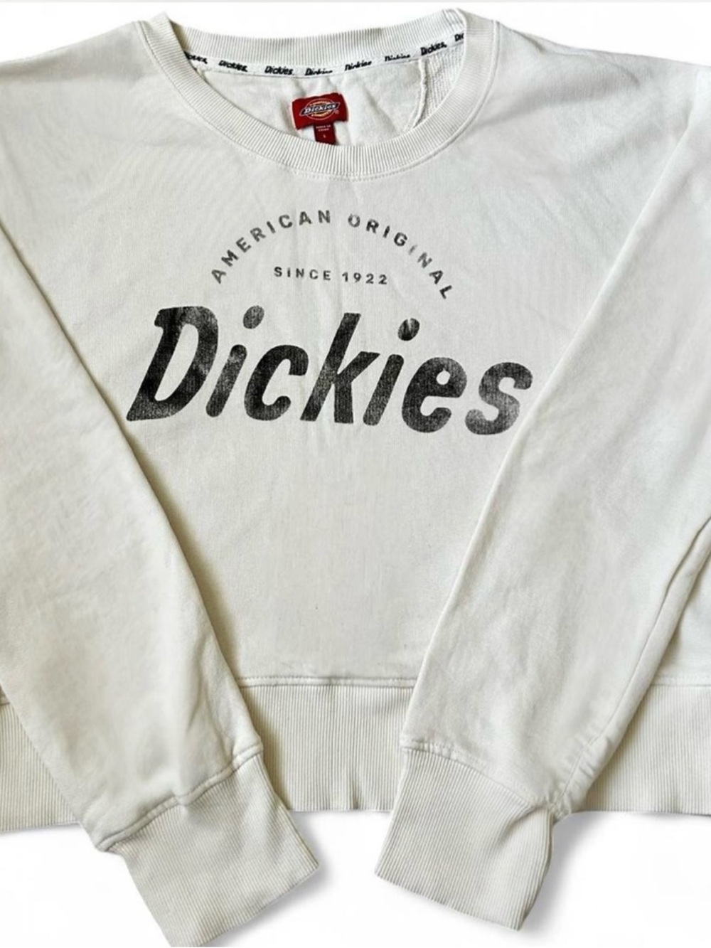 Dickies White Crewneck Sweatshirt with Black Logo